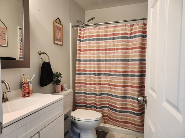 207 Merideth Ave, Waverly, TN 37185 - bathroom featuring vanity, toilet, and a shower with curtain