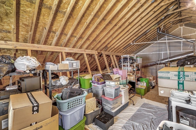 view of unfinished attic
