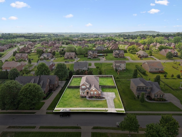 bird's eye view with a residential view