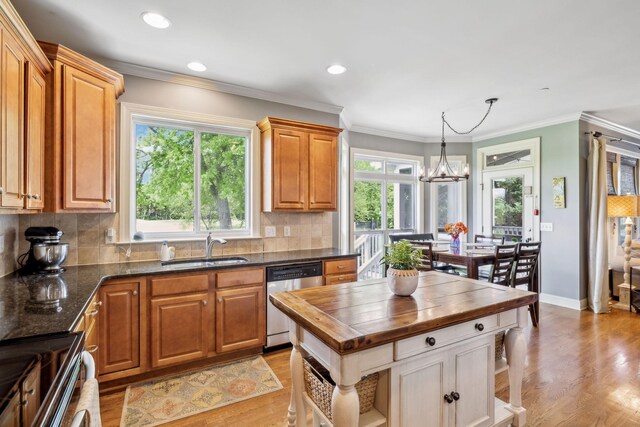 5028 Burke Trl, Nolensville, TN 37135 - kitchen with a sink, a wealth of natural light, butcher block countertops, and dishwasher