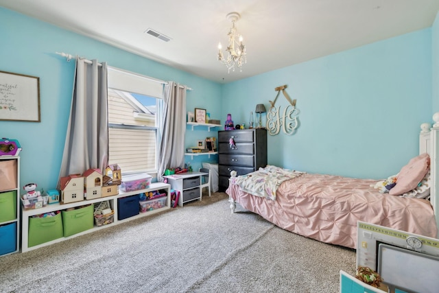 5028 Burke Trl, Nolensville, TN 37135 - bedroom with carpet floors, a chandelier, and visible vents