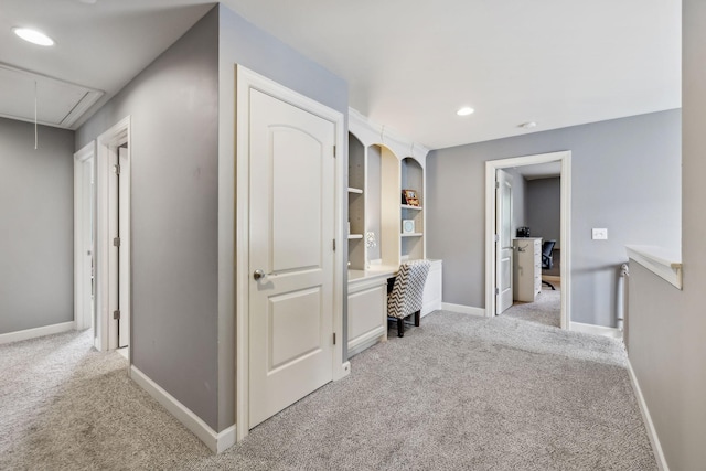 5028 Burke Trl, Nolensville, TN 37135 - corridor with baseboards, attic access, recessed lighting, and light colored carpet