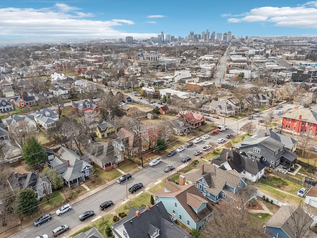 bird's eye view with a view of city