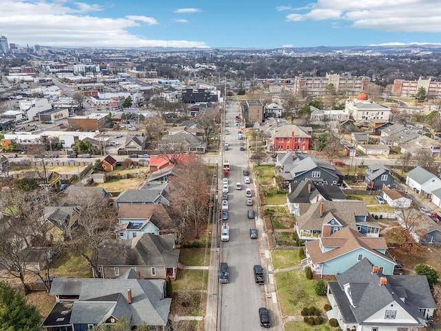 drone / aerial view with a city view