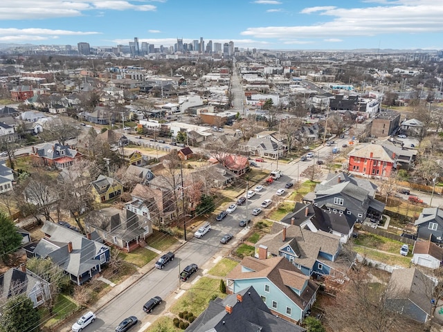 drone / aerial view with a view of city