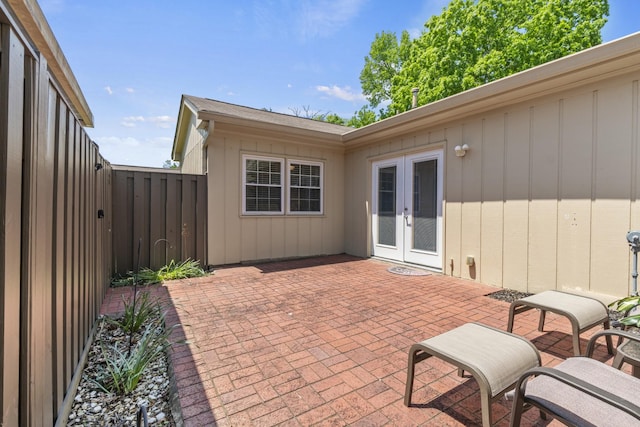 view of patio with fence and french doors