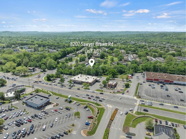 bird's eye view featuring a view of trees