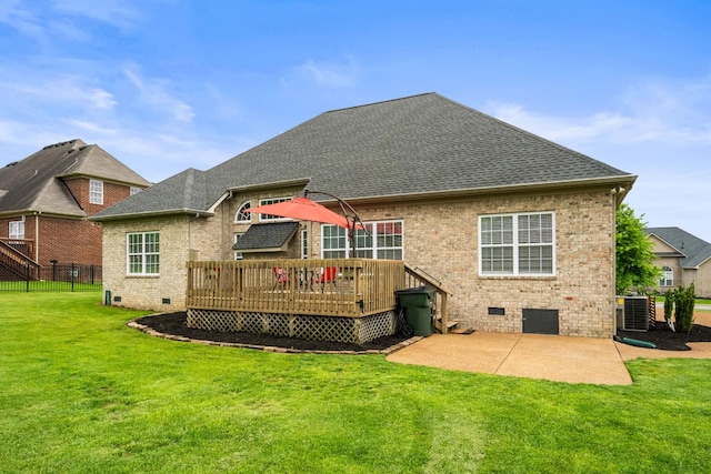 1006 Grider Dr, Gallatin, TN 37066 - rear view of property with crawl space, a patio area, brick siding, and a shingled roof