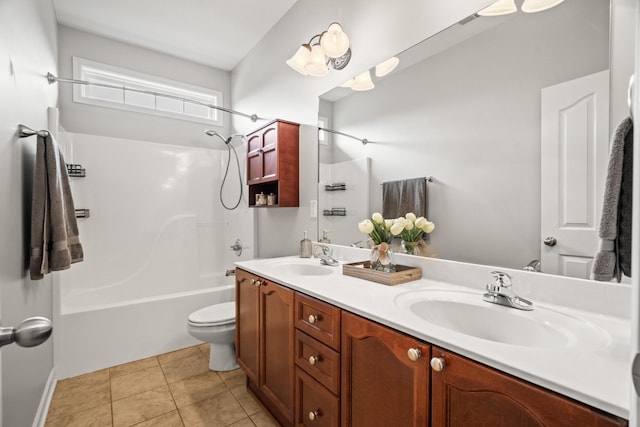 1006 Grider Dr, Gallatin, TN 37066 - bathroom with toilet, double vanity, tub / shower combination, and tile patterned floors