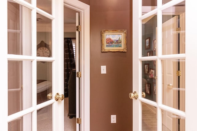 corridor with french doors