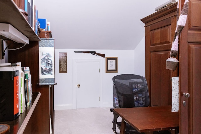 interior space featuring lofted ceiling