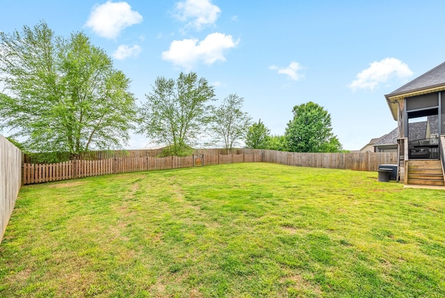 view of yard featuring a fenced backyard