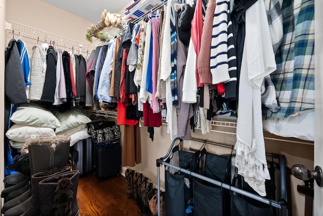 spacious closet with wood finished floors