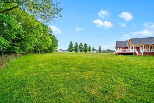 view of yard featuring a deck