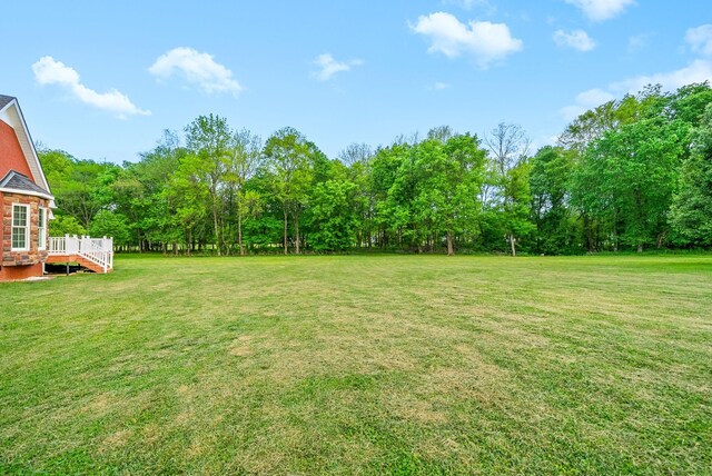 view of yard featuring a wooden deck