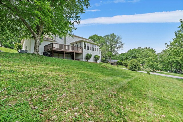 view of yard with a deck