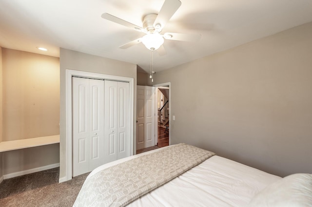 108 High St, Portland, TN 37148 - bedroom featuring a closet, carpet floors, ceiling fan, and baseboards