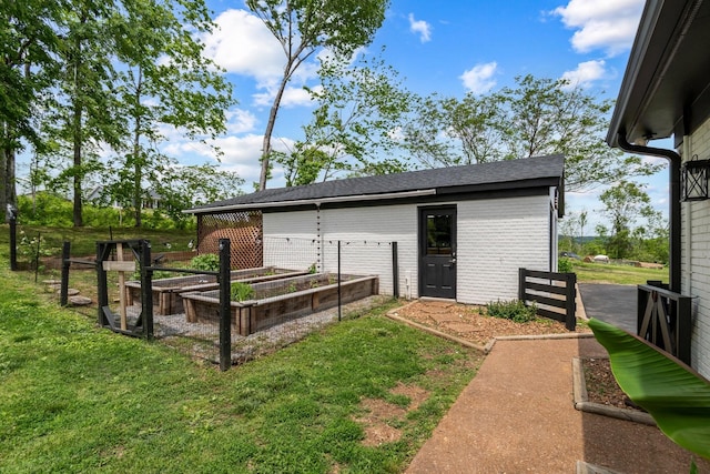 exterior space with a garden