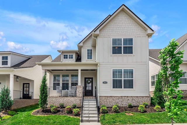 4824 Kintore Dr, Nolensville, TN 37135 - craftsman inspired home featuring board and batten siding, brick siding, a shingled roof, and a porch