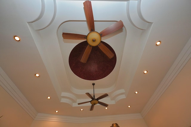 details with ceiling fan and recessed lighting
