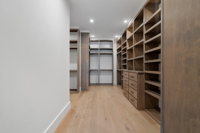 walk in closet featuring light wood-style flooring