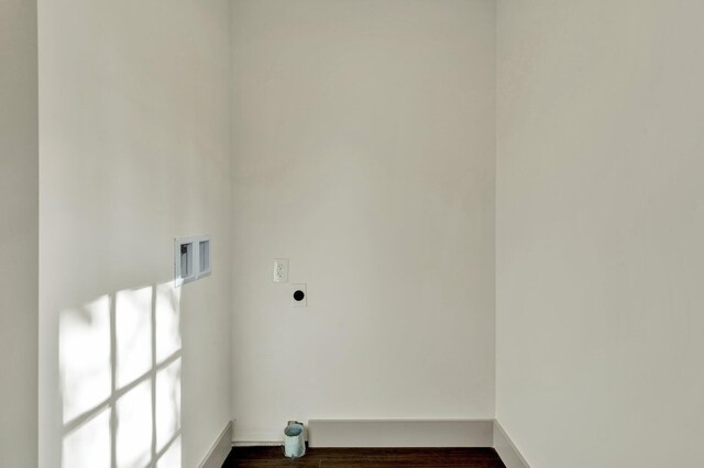 1024 Hurst St, Chattanooga, TN 37412 - washroom with hookup for an electric dryer, baseboards, dark wood finished floors, and washer hookup
