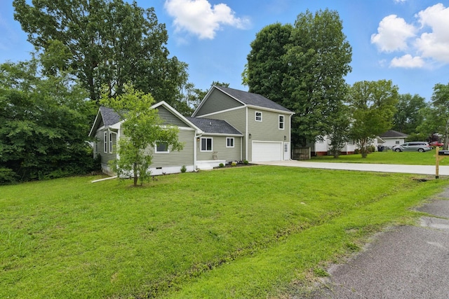 1024 Hurst St, Chattanooga, TN 37412 - view of front of home featuring a garage, concrete driveway, crawl space, a front lawn, and a shingled roof
