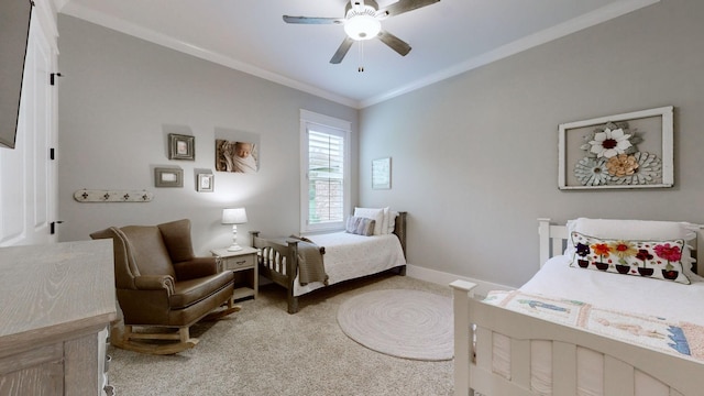 8119 Schweitzer Pl, Arrington, TN 37014 - bedroom featuring crown molding, carpet flooring, baseboards, and a ceiling fan
