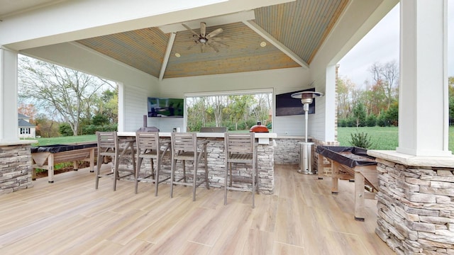 8119 Schweitzer Pl, Arrington, TN 37014 - view of patio / terrace featuring an outdoor kitchen, a wooden deck, outdoor wet bar, and ceiling fan