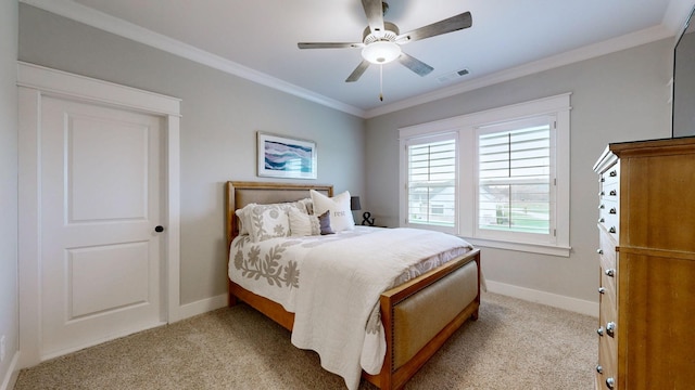 8119 Schweitzer Pl, Arrington, TN 37014 - bedroom featuring visible vents, baseboards, crown molding, and light colored carpet