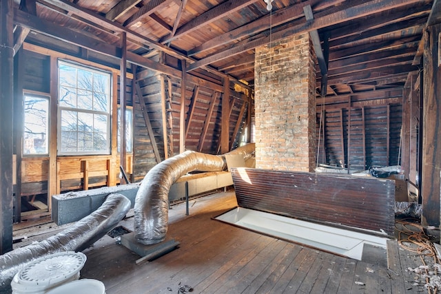 207 Dunlap St, Paris, TN 38242 - miscellaneous room with wood-type flooring, lofted ceiling with beams, and wooden ceiling