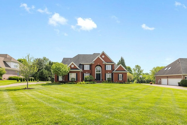 view of front of home with a front lawn