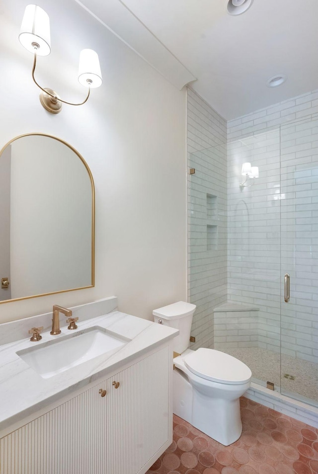 111 Keyway Dr, Nashville, TN 37205 - bathroom featuring a shower stall, toilet, and vanity