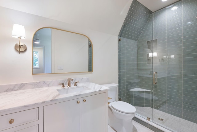 111 Keyway Dr, Nashville, TN 37205 - bathroom featuring a stall shower, toilet, vanity, and tile patterned flooring