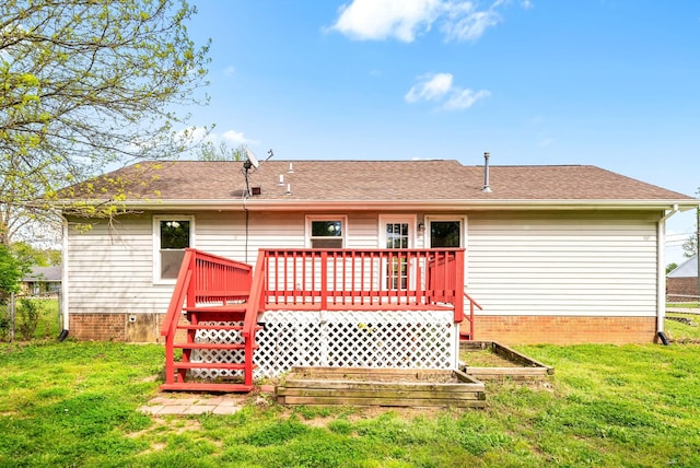 3404 Albert Dr, Clarksville, TN 37042 - back of property featuring a lawn, fence, a wooden deck, and crawl space