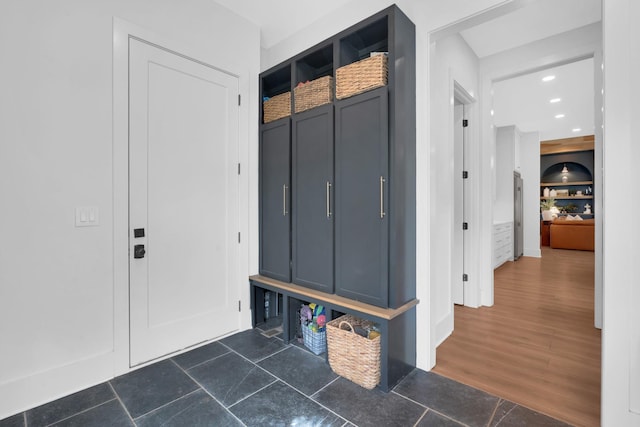 mudroom with recessed lighting