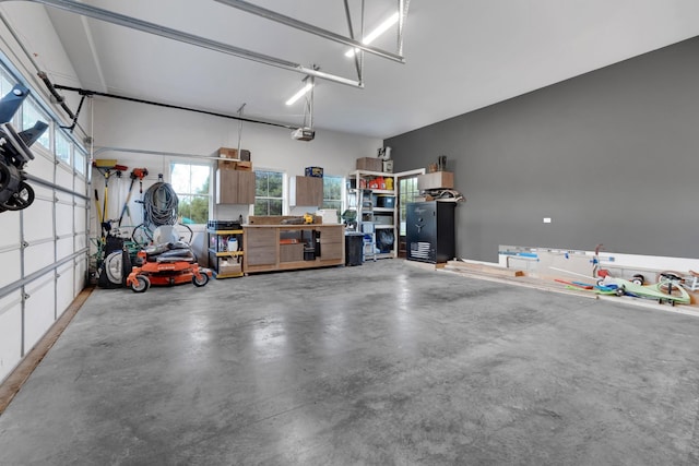 garage with a garage door opener