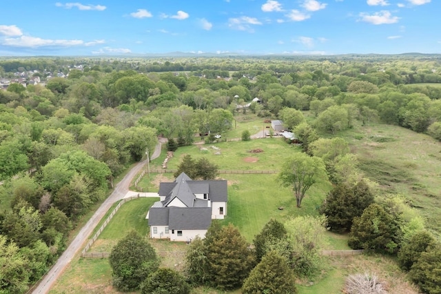 birds eye view of property featuring a rural view