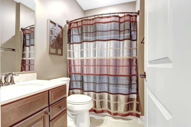 5028 Rockport Ave, Franklin, TN 37064 - bathroom with vanity, toilet, and a shower with curtain