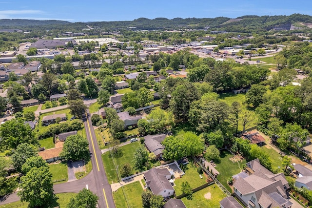 bird's eye view featuring a residential view and a mountain view