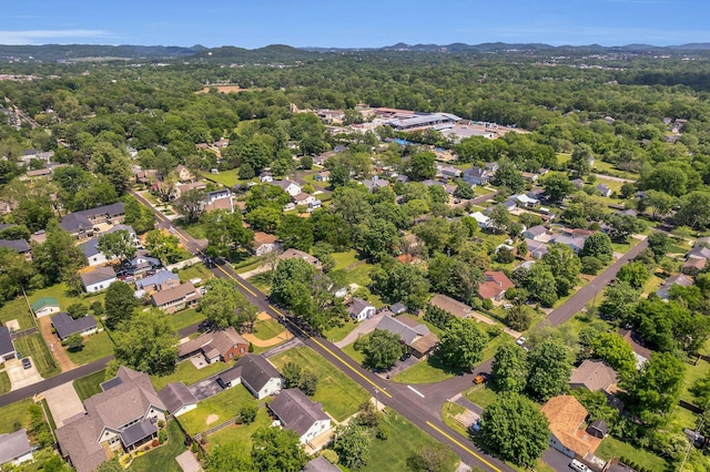 bird's eye view featuring a residential view and a mountain view