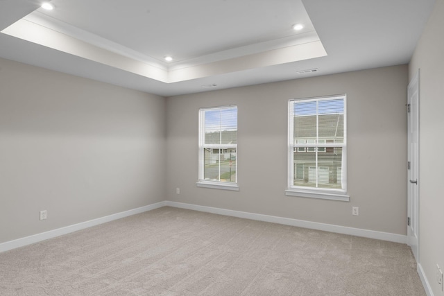 258 Dartmoor Pl, Goodlettsville, TN 37072 - unfurnished room with visible vents, light colored carpet, baseboards, a tray ceiling, and recessed lighting
