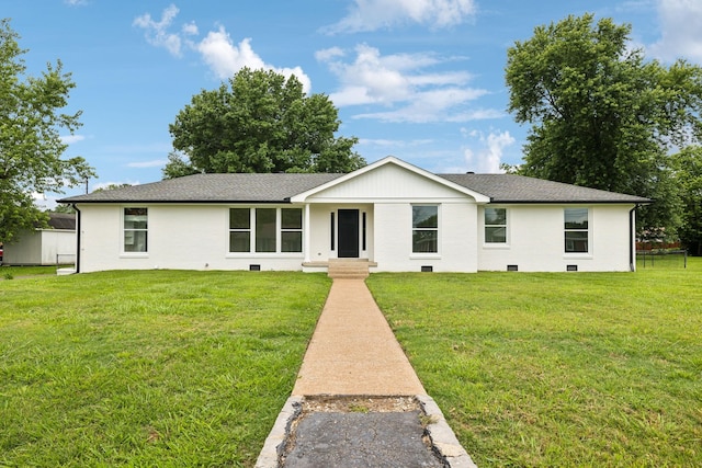 208 Linger Ln, Lebanon, TN 37087 - ranch-style home featuring a front lawn, brick siding, crawl space, and a shingled roof