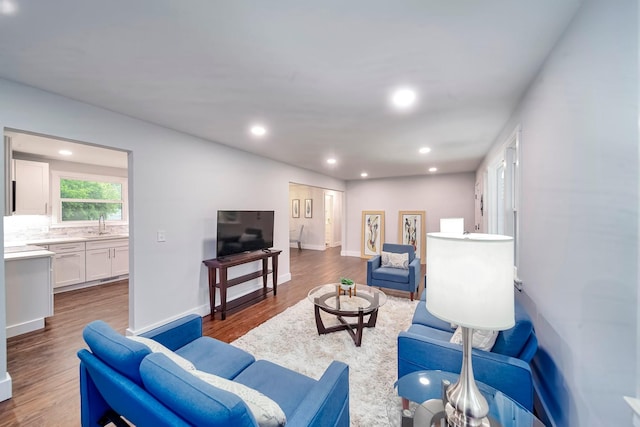 210 NW Clearview Dr, Mount Juliet, TN 37122 - living room with baseboards, recessed lighting, and wood finished floors
