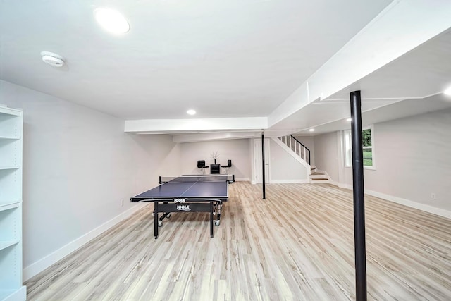 210 NW Clearview Dr, Mount Juliet, TN 37122 - recreation room featuring baseboards, recessed lighting, and wood finished floors