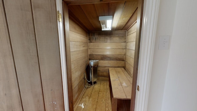 view of sauna featuring wood-type flooring