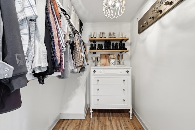 557 Skyview Dr, Ashland City, TN 37015 - walk in closet featuring light wood finished floors and a notable chandelier