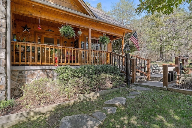 view of home's exterior with covered porch