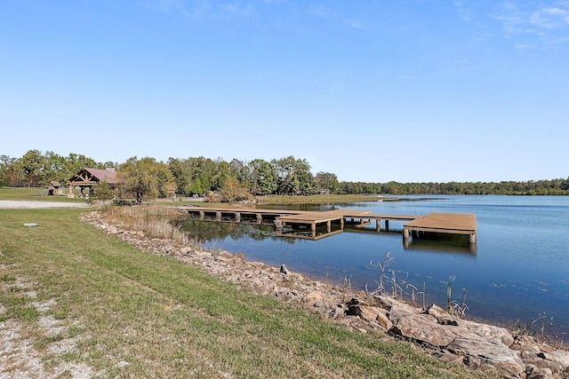 view of dock featuring a water view
