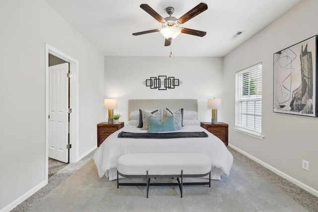 100 Bergen Dr, Spring Hill, TN 37174 - bedroom featuring carpet floors, baseboards, ceiling fan, and visible vents